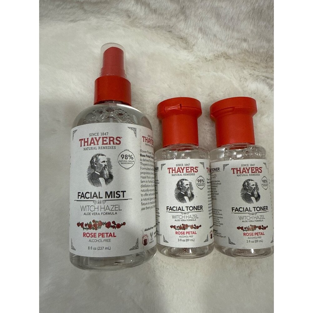 Thayers Rose Petal Witch Hazel Facial Mist 8 fl oz & Toner (2) 3 fl oz NEW - Picture 2 of 4